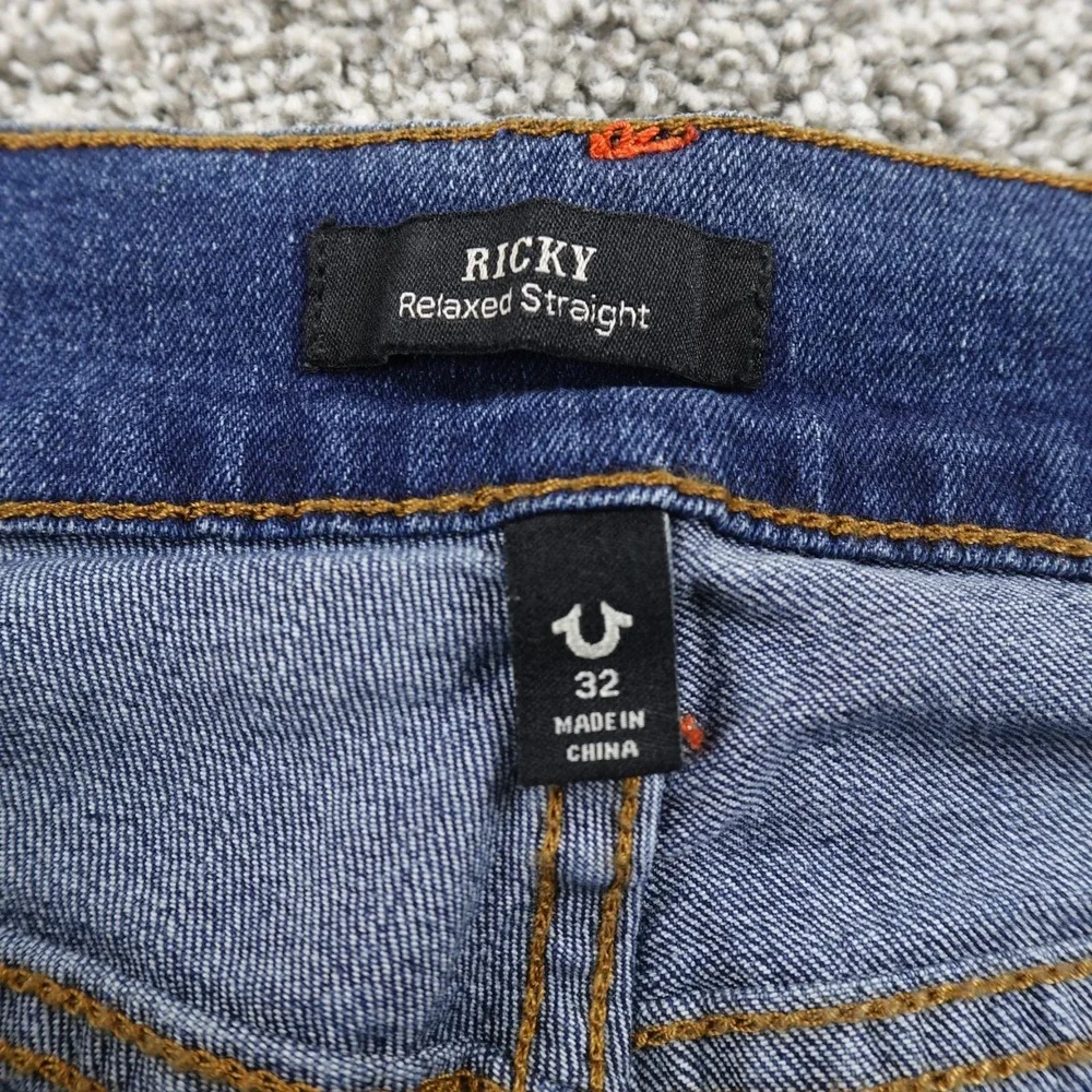 NEW True Religion Jeans Mens 32X34 Dark Blue‎ Denim Pants Ricky Relaxed Straight